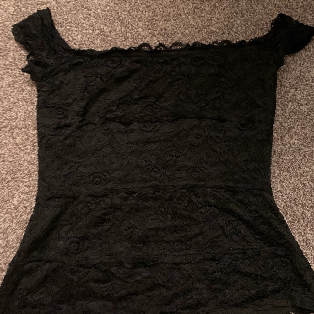 Black express off shoulder lace top cold shoulder